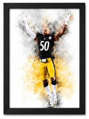 Pittsburgh Steelers #50 Watercolor Style Framed Art Print - NFL Wall Decor